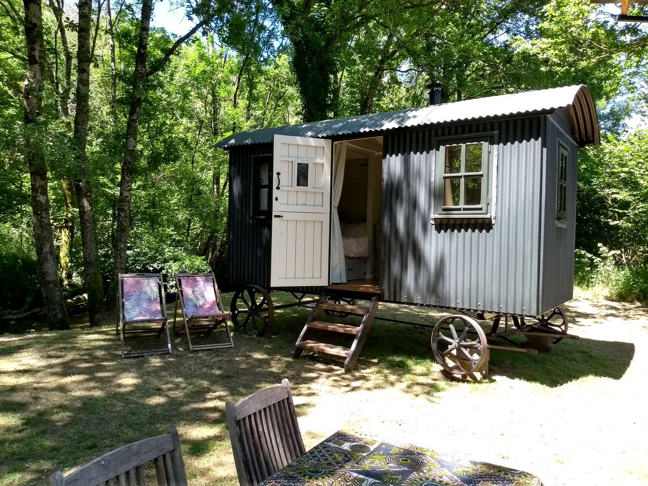 River Equipped Hut with Fire Pit Surrounded by Nature in France