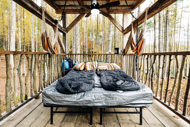 Original and Unique Wooden-Framed Hut Offering an Authentic Glamping Experience Completely Immersed in Nature, North Carolina