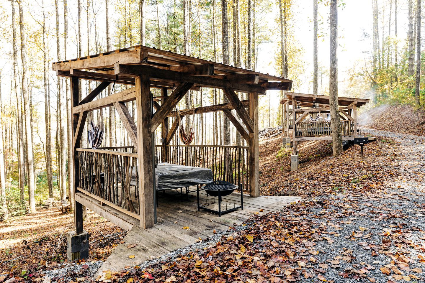 Original and Unique Wooden-Framed Hut Offering an Authentic Glamping Experience Completely Immersed in Nature, North Carolina