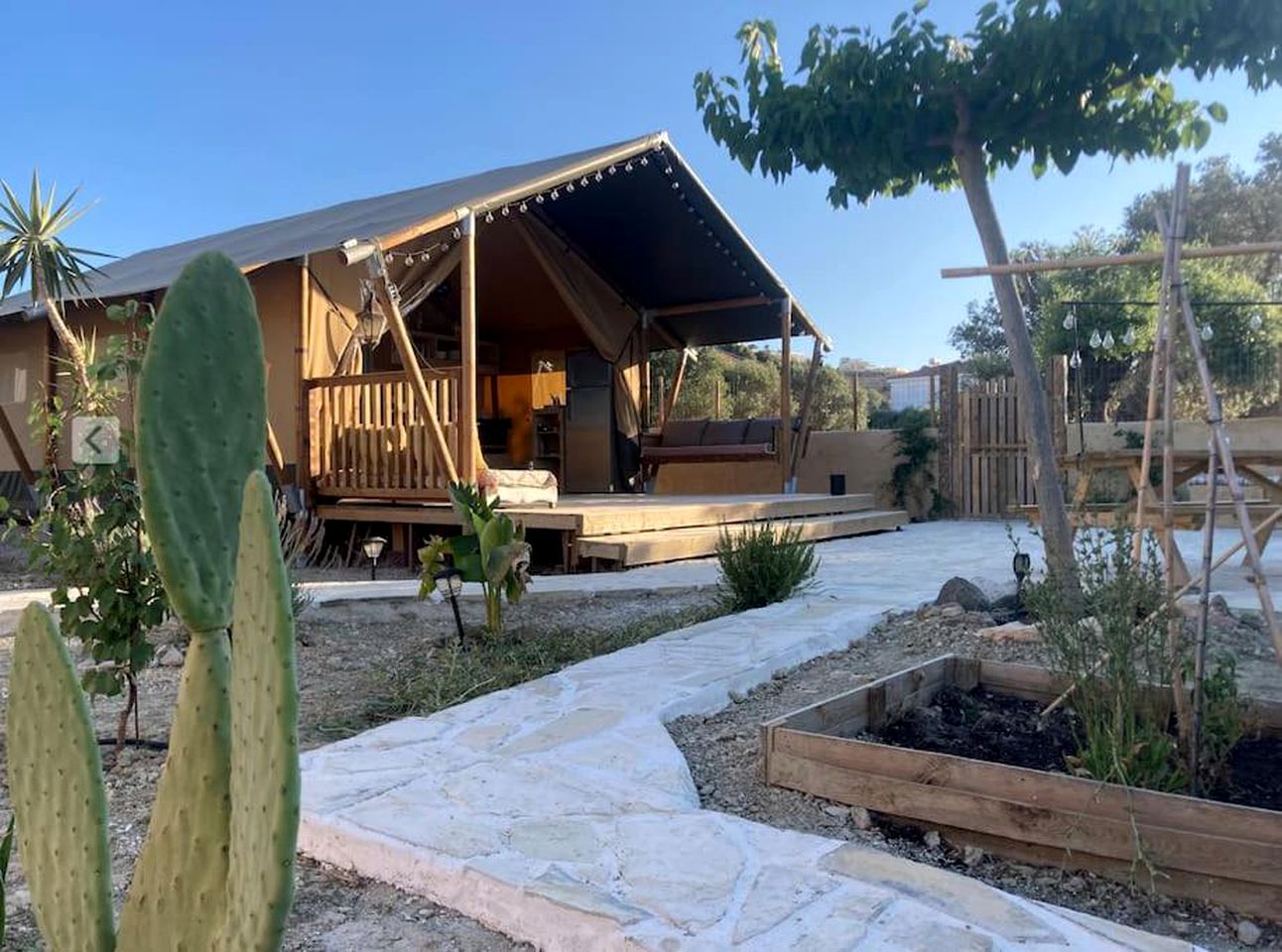 Spectacular Family Safari Tent with Outdoor Living Space Fully Equipped in Greece