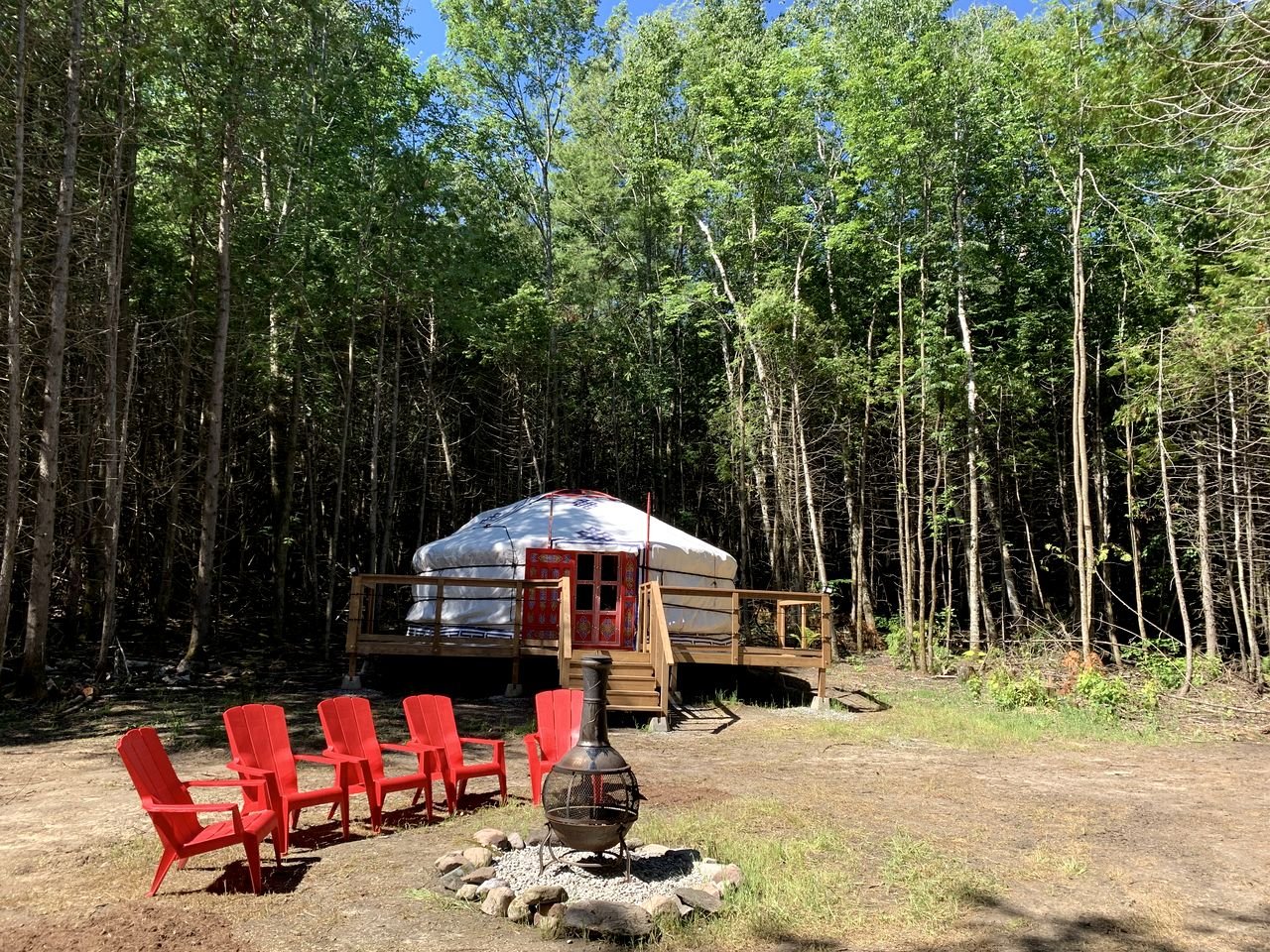 Off-Grid Yurt with Fire Pit and Outdoor Shower and Kitchen in Ontario