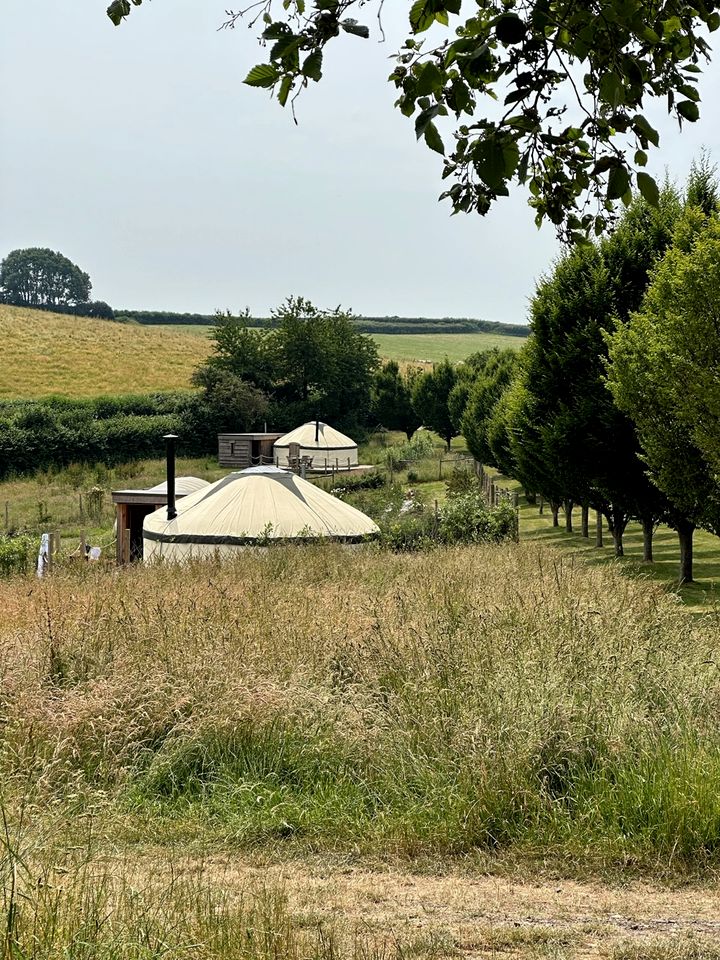 Beautiful Yurt with Spacious Deck and Incredible Views Nestled in the Countryside near Bridport, England