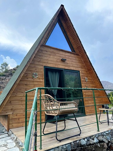 Panoramic Mountain A-Frame Cabin Retreat with Fireplace in Limassol, Cyprus
