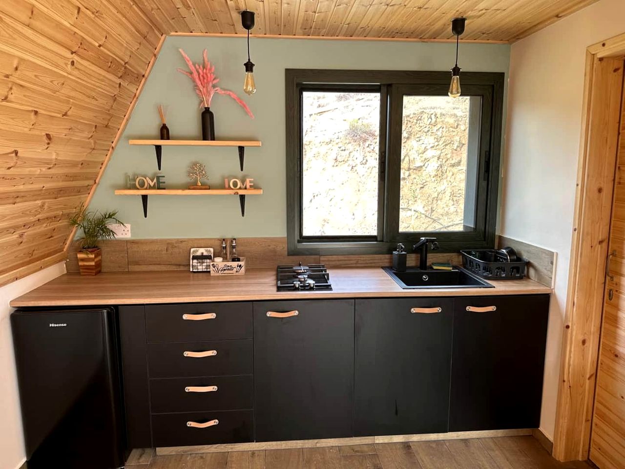 Panoramic Mountain A-Frame Cabin Retreat with Fireplace in Limassol, Cyprus