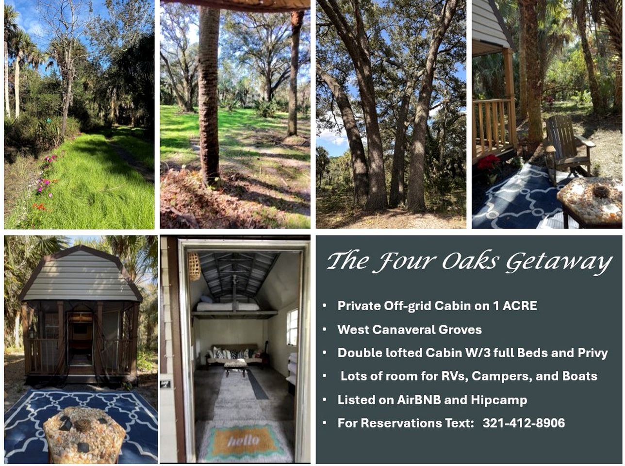 Secluded Off-the-Grid Cabin with Tropical Land Near Cocoa, Florida