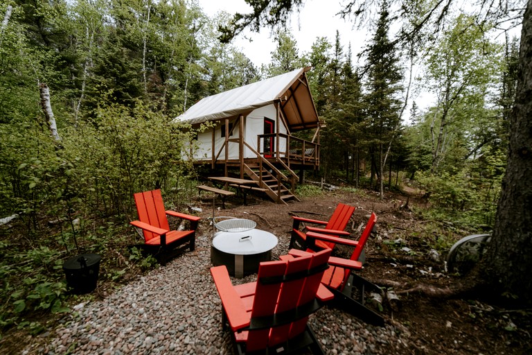 Warm and Welcoming Glamping Tent for Group Getaways in Beaver Bay, Minnesota