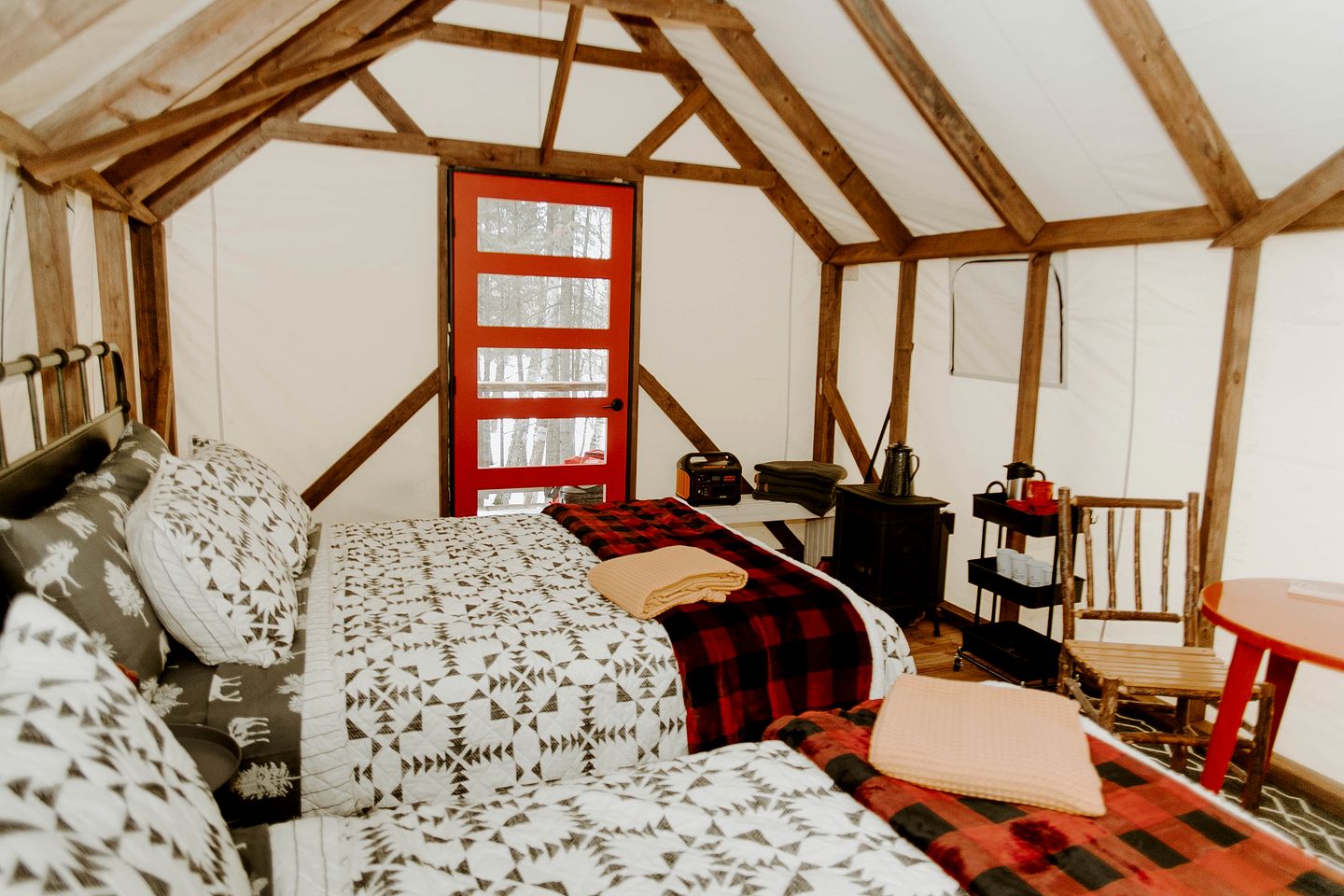 Warm and Welcoming Glamping Tent for Group Getaways in Beaver Bay, Minnesota