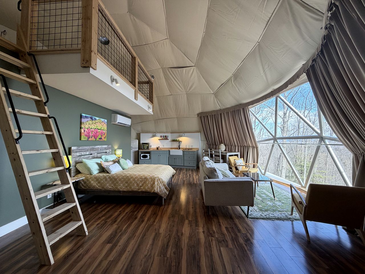 Private Woodland Geodesic Dome Retreat with Fire Pit Near Blowing Rock, Hays NC