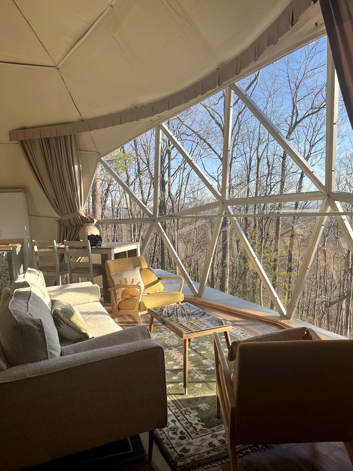 Private Woodland Geodesic Dome Retreat with Fire Pit Near Blowing Rock, Hays NC