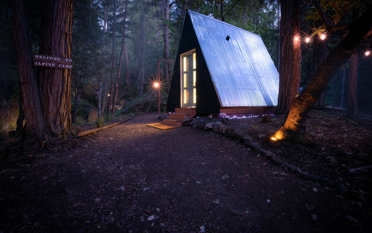 Secluded A-Frame Tiny Cabin with Waterfall View Near Shasta-Trinity National Forest, Burnt Ranch, California