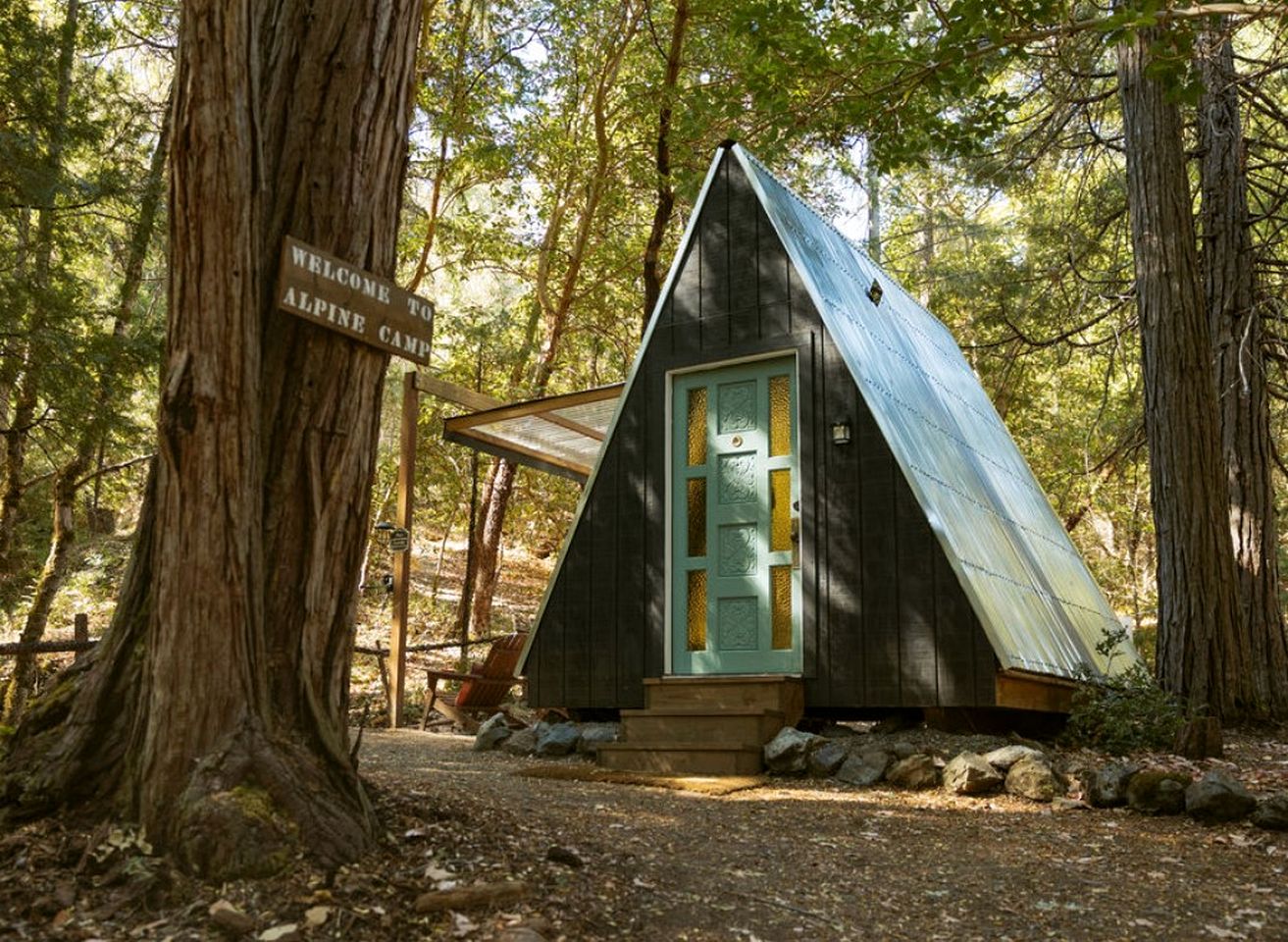 Secluded A-Frame Tiny Cabin with Waterfall View Near Shasta-Trinity National Forest, Burnt Ranch, California