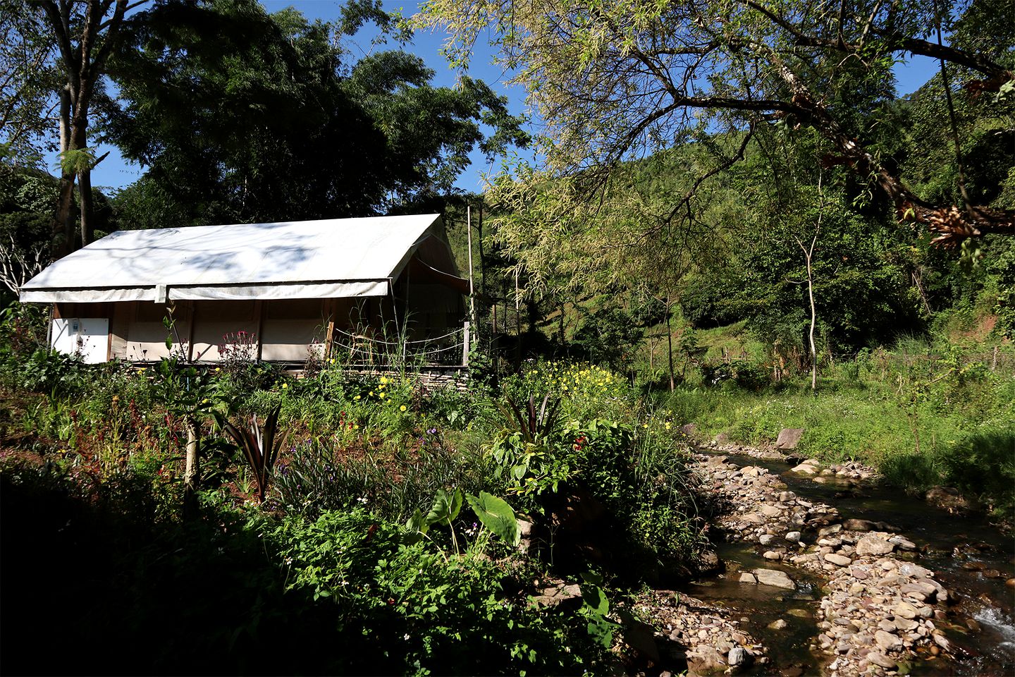 Luxurious Safari Tents with Comfy Interior and Outdoor Bath in Thailand