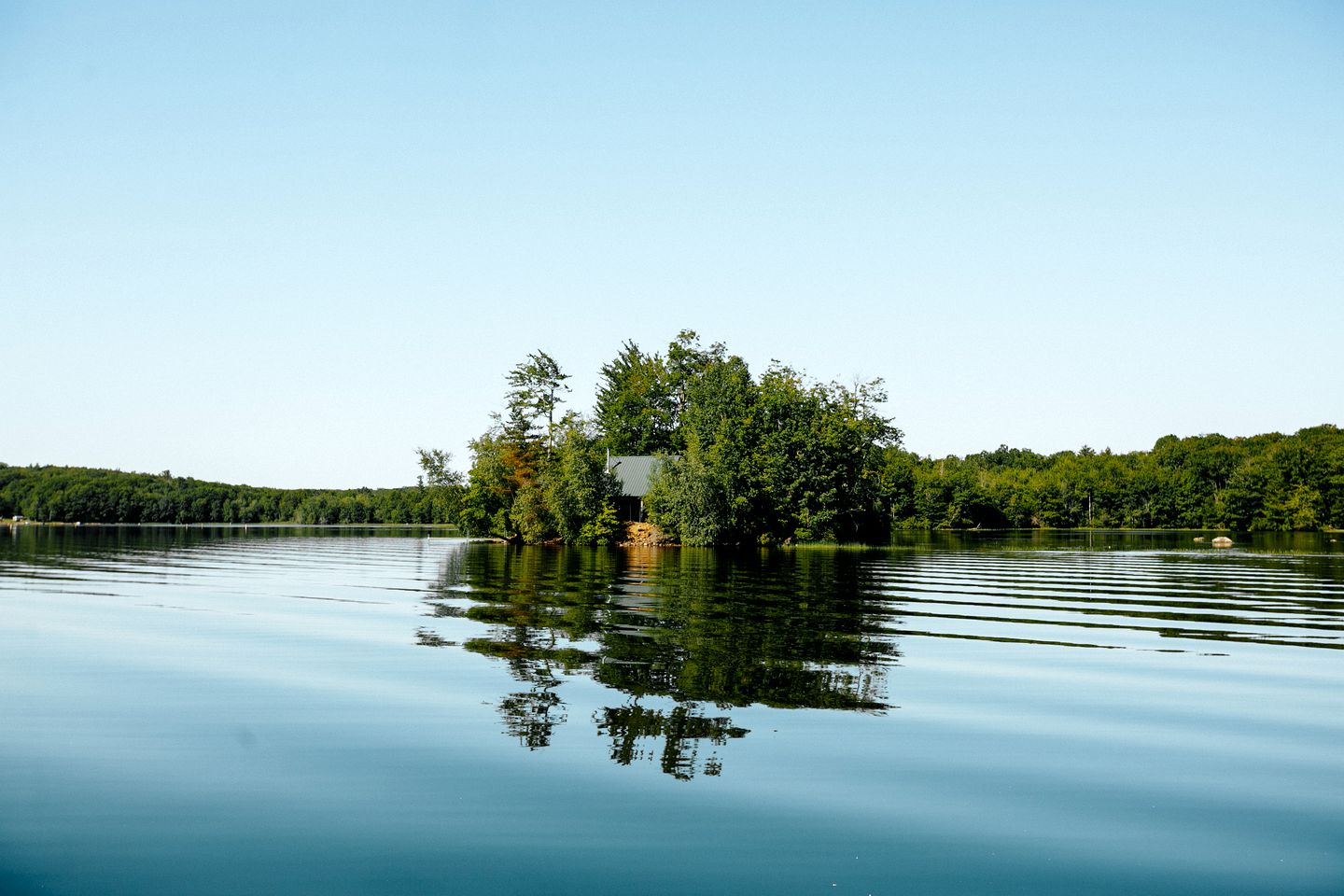Secluded Cabin Located on a Private Island with Stunning Views of Lake Annabessacook, Maine