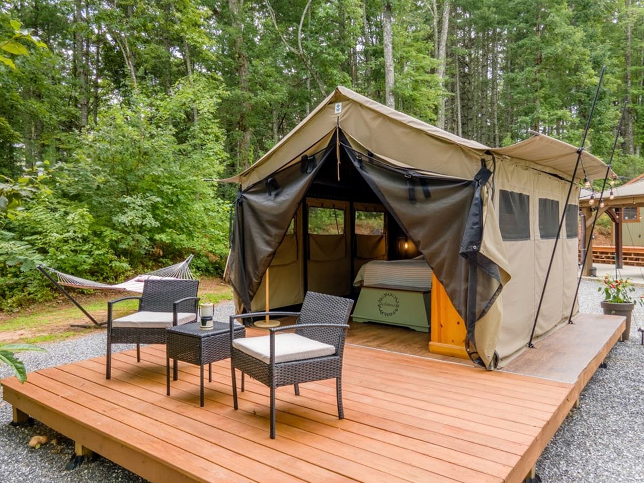Amazing Safari Tent on a Scenic Ridge Right Beside The Tuckasegee River Near Sylva North Carolina