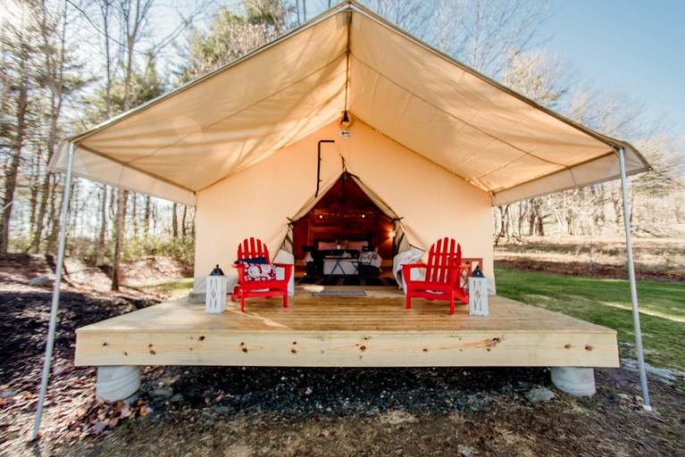 This lovely rental on a farm is perfect for luxury camping in Vermont.