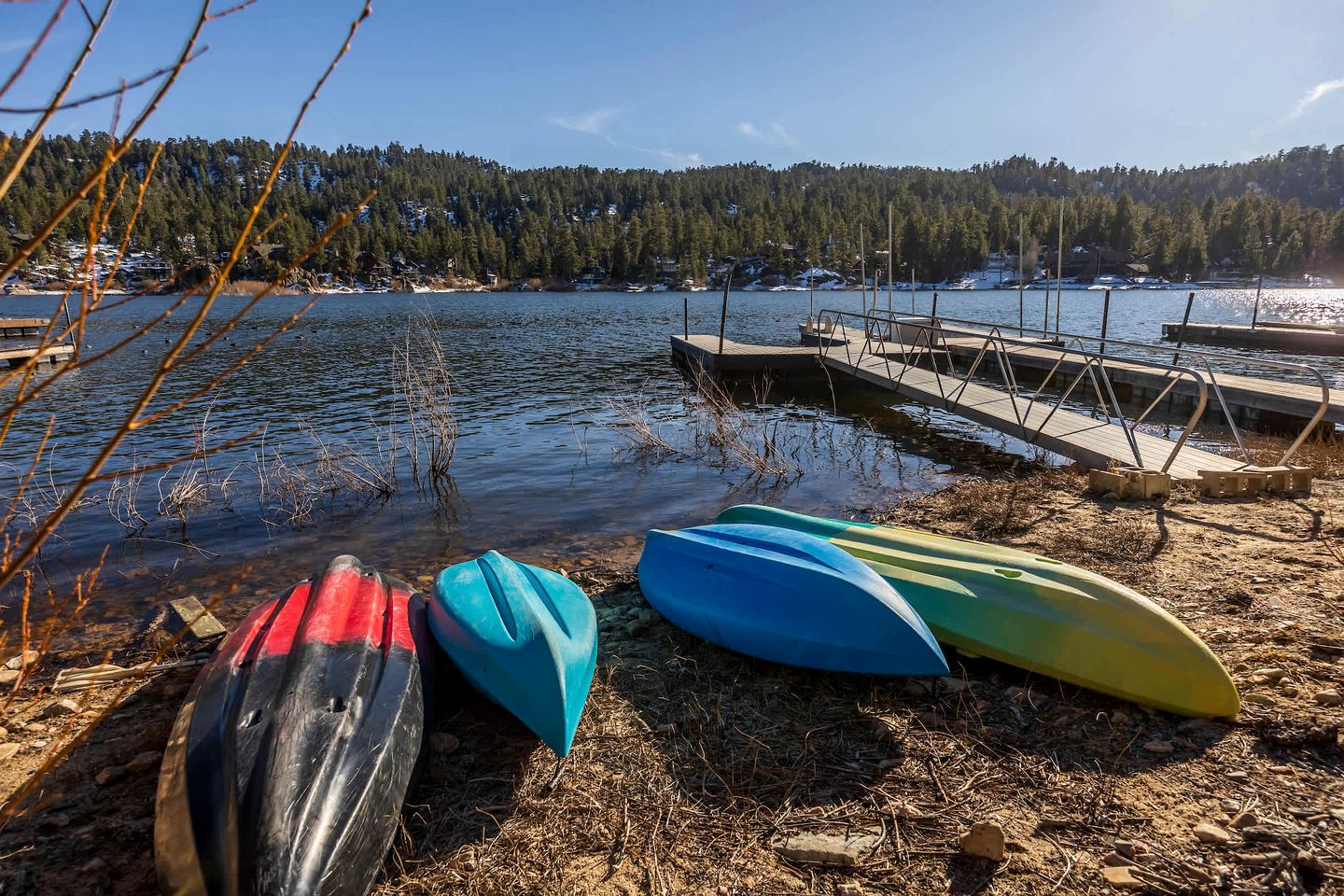 Stunning Lakefront Vacation Home with Private Dock near Boulder Bay Park in Big Bear Lake