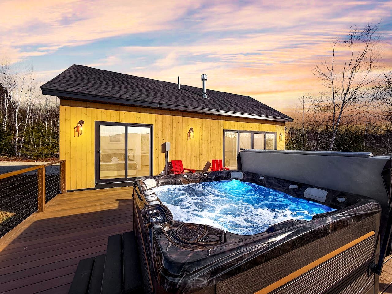 Peaceful New Cabin Retreat with Fireplace and Scenic Deck in Bridgton, Maine