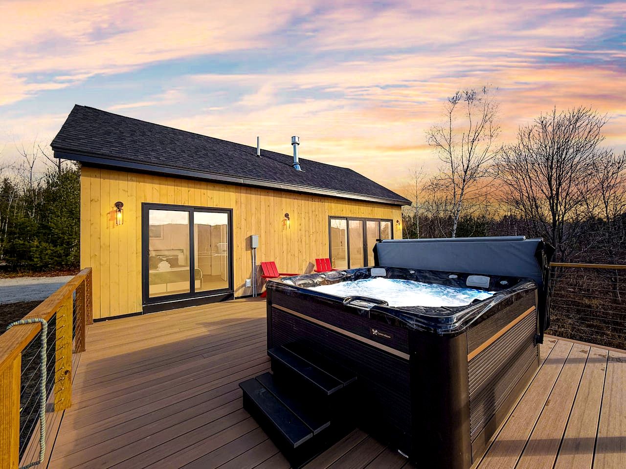 Peaceful New Cabin Retreat with Fireplace and Scenic Deck in Bridgton, Maine