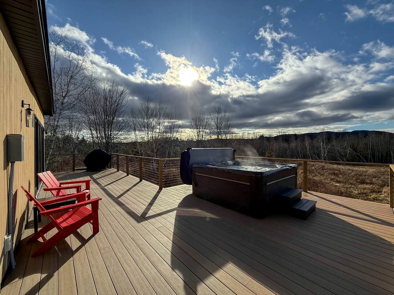 Peaceful New Cabin Retreat with Fireplace and Scenic Deck in Bridgton, Maine