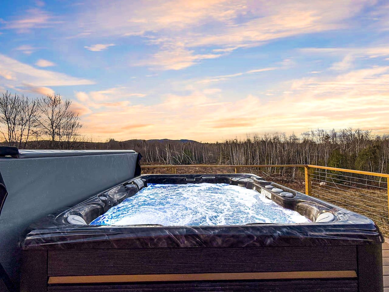 Peaceful New Cabin Retreat with Fireplace and Scenic Deck in Bridgton, Maine