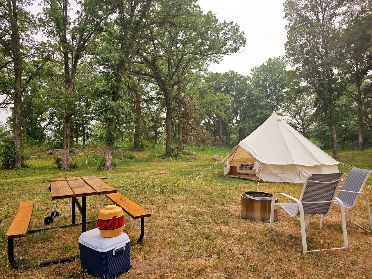 Secluded Waterfront Bell Tent with Picnic Space in Saint Croix Falls, Wisconsin
