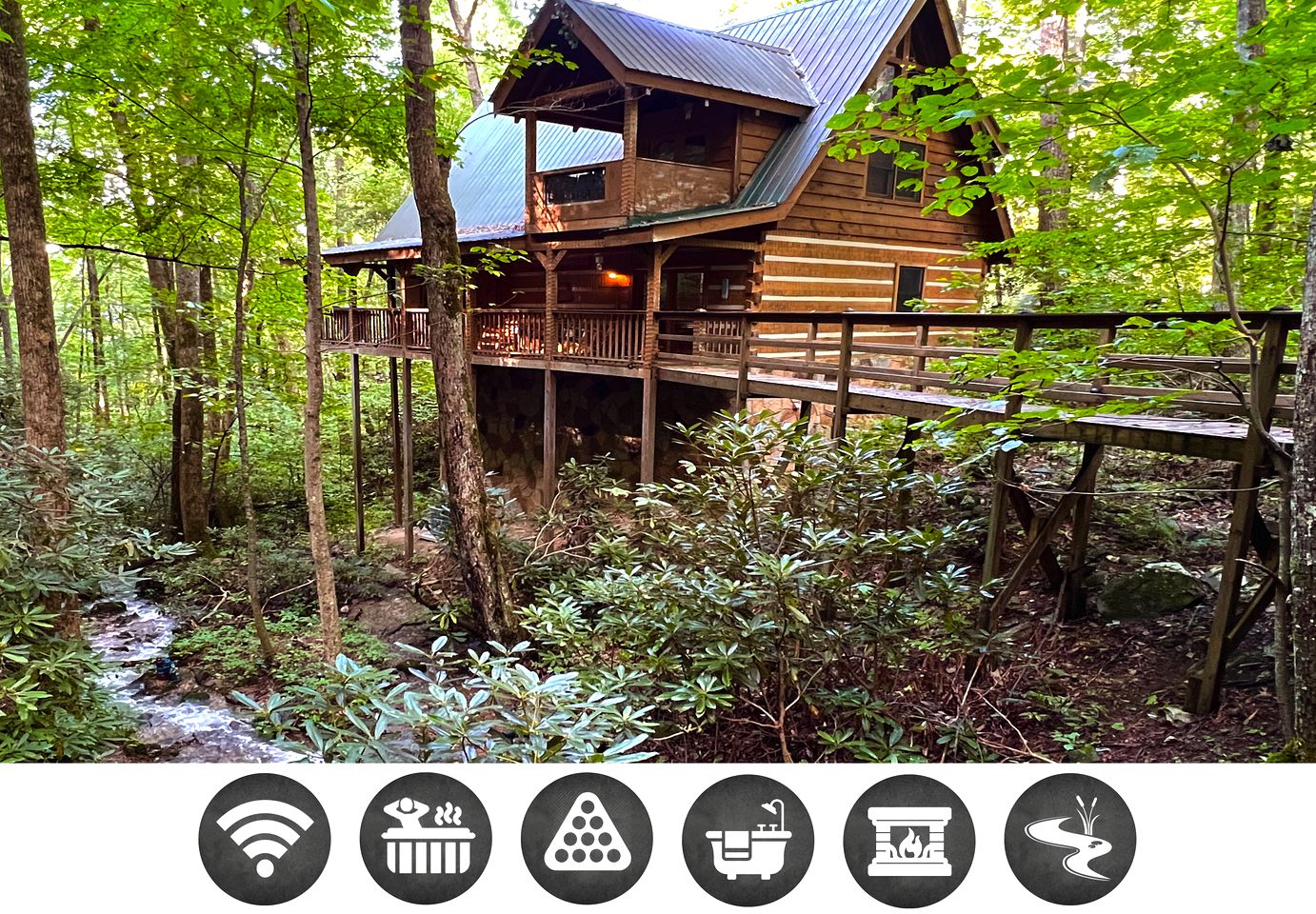 Secluded Nature Cabin with Pool Table, Spa and Fireplace in Sevierville, Tennessee