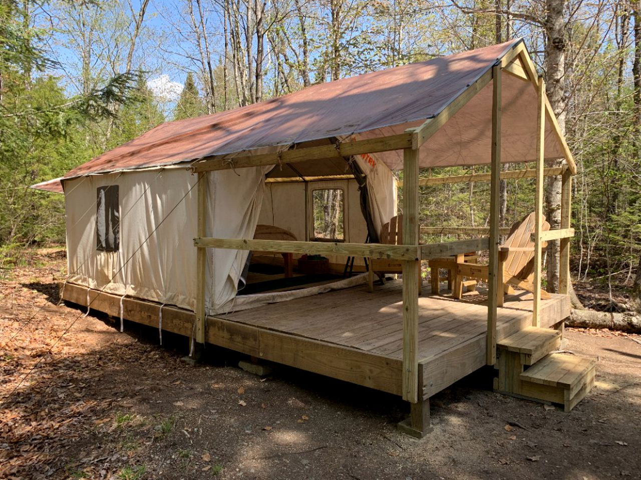 Glamping tent for a Maine vacation