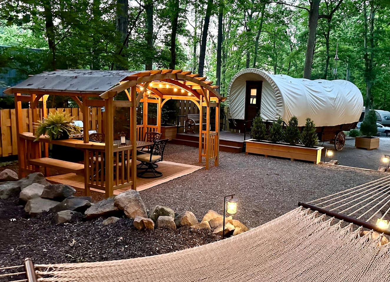 Elegant, Vintage Conestoga Covered Wagon Getaway in Denver, Pennsylvania