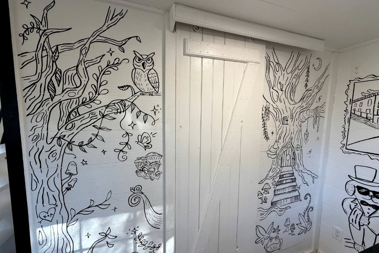 Whimsical Lakefront Tiny Home with Hand-Drawn Doodle Design Near Bastrop, Texas