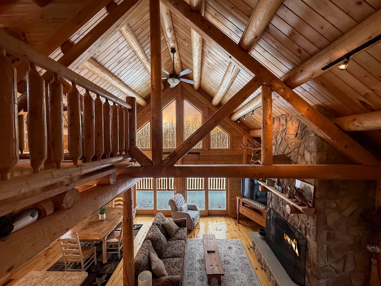 Cozy Log Cabin Retreat with Mountain Views in Bridgton, Maine