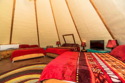 Interior of the fantastic teepee. New Braunfels is a great Texas vacation spot
