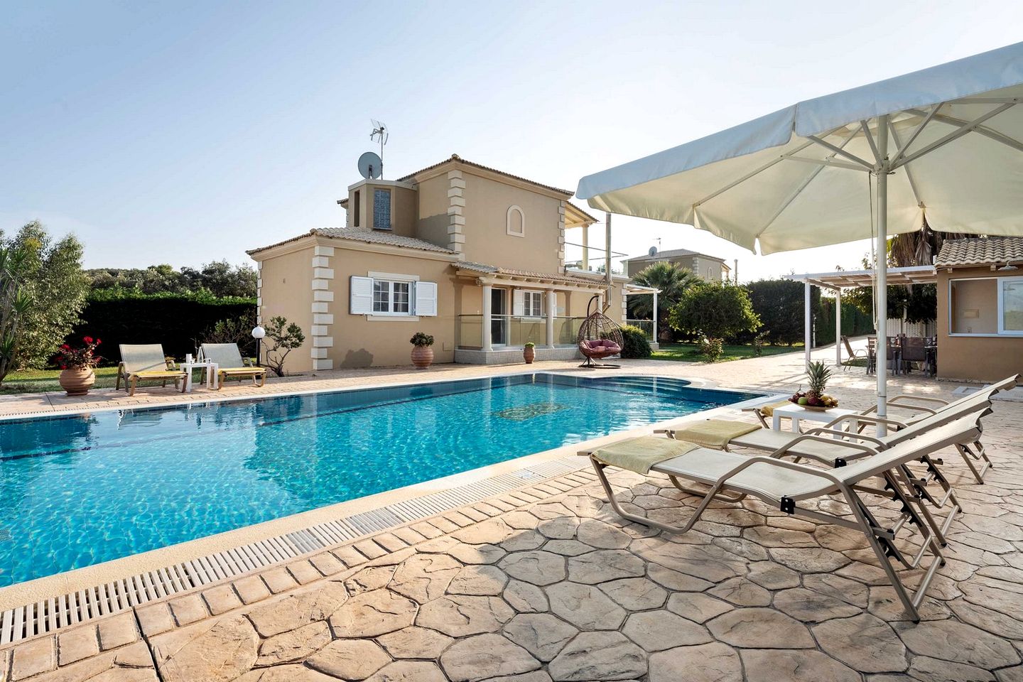 Elegant Seaside Villa with Private Pool and Garden near Prasoudi Beach, Corfu