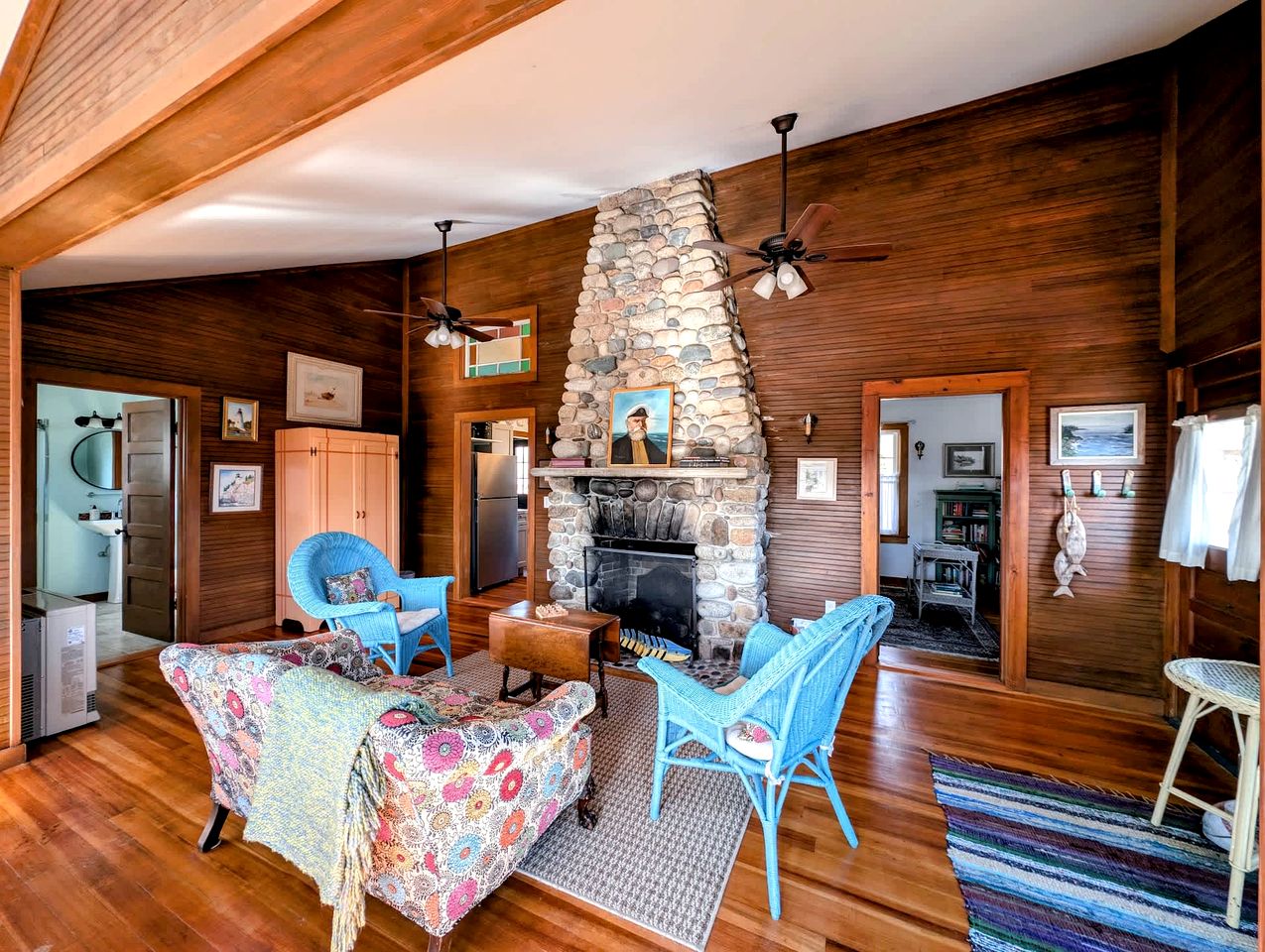 Picturesque Waterfront Cottage with Waterfall Views, Fireplace & Deck, Near Acadia National Park in Gouldsboro, Maine