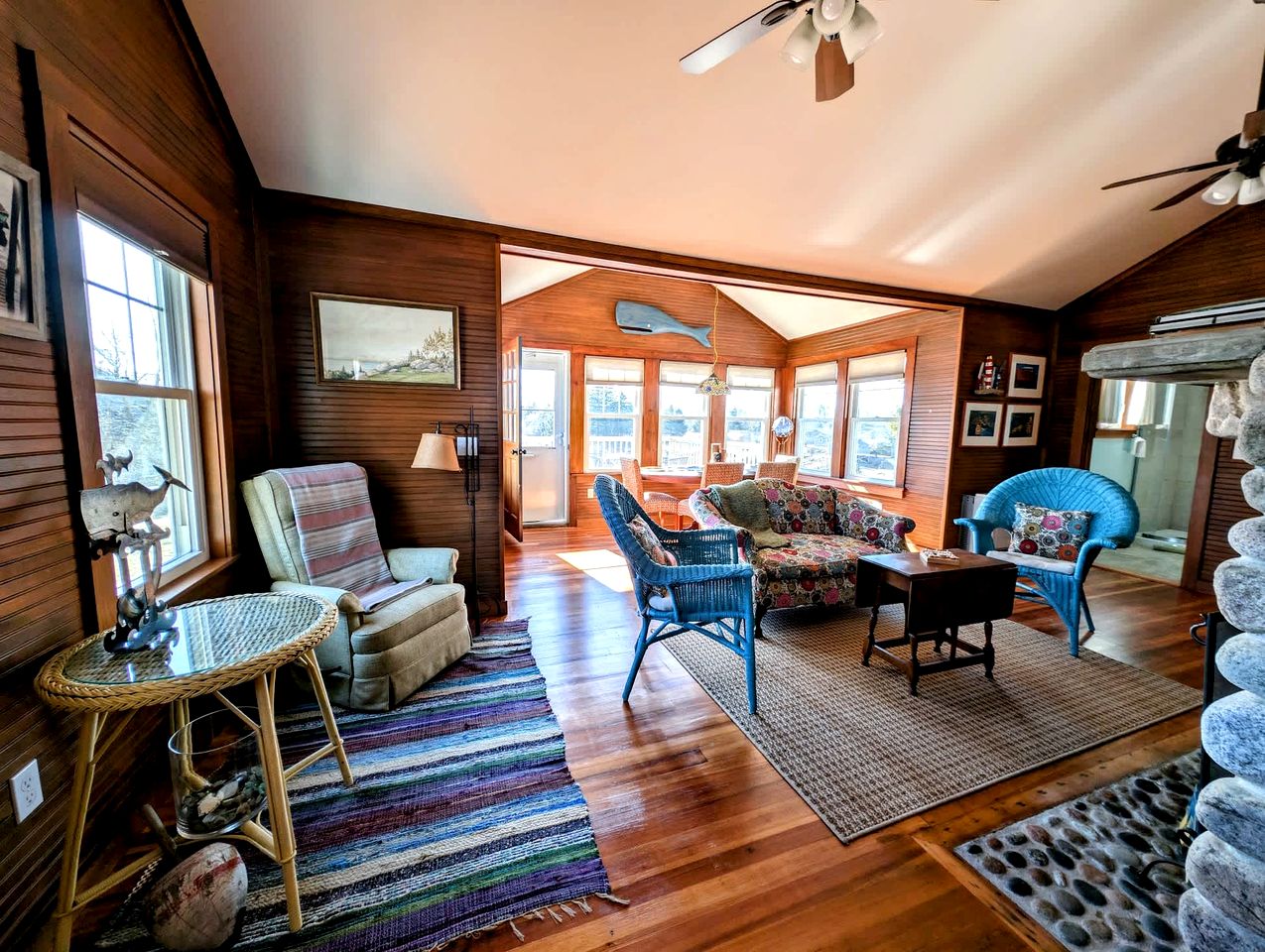 Picturesque Waterfront Cottage with Waterfall Views, Fireplace & Deck, Near Acadia National Park in Gouldsboro, Maine