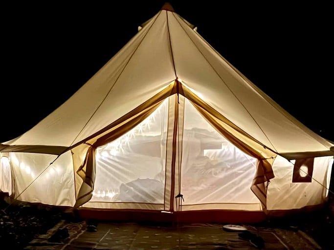 This beautiful glow up Bell Tent is one of the best romantic getaways in Michigan