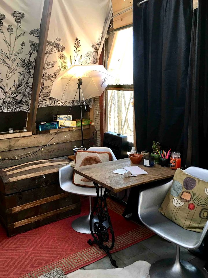Rustic Upcycled Cabin with a Wood Stove Perfect for Central New York Camping