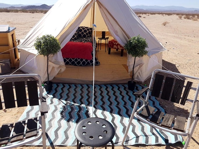 Secluded yurt in the desert, near Joshua Tree National Park.