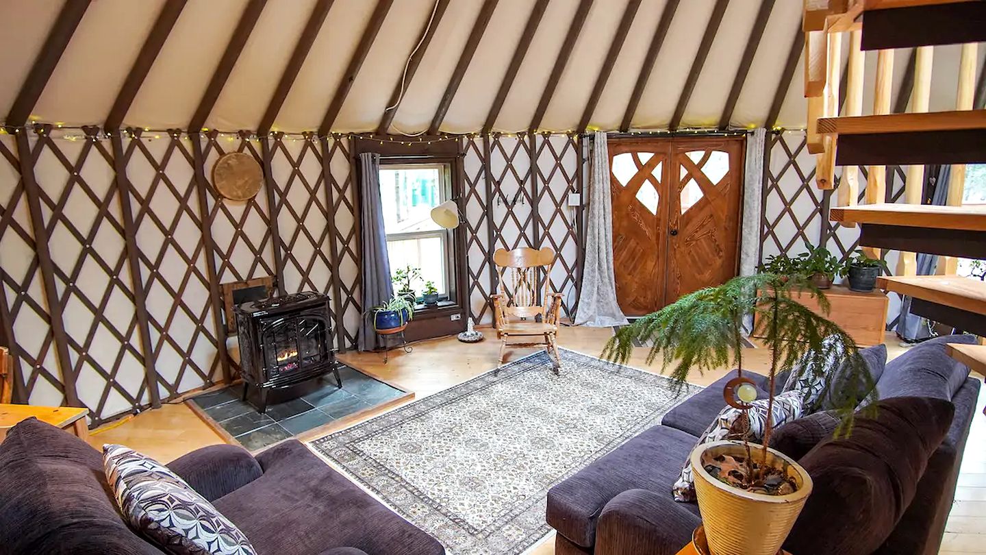 Magical Yurt Accommodation with Indoor Fireplace Ideal for a Vancouver Island Getaway