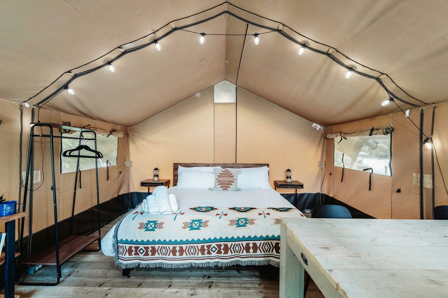 Impressive Romantic Safari Tent with Outdoor Sauna in New Hampshire