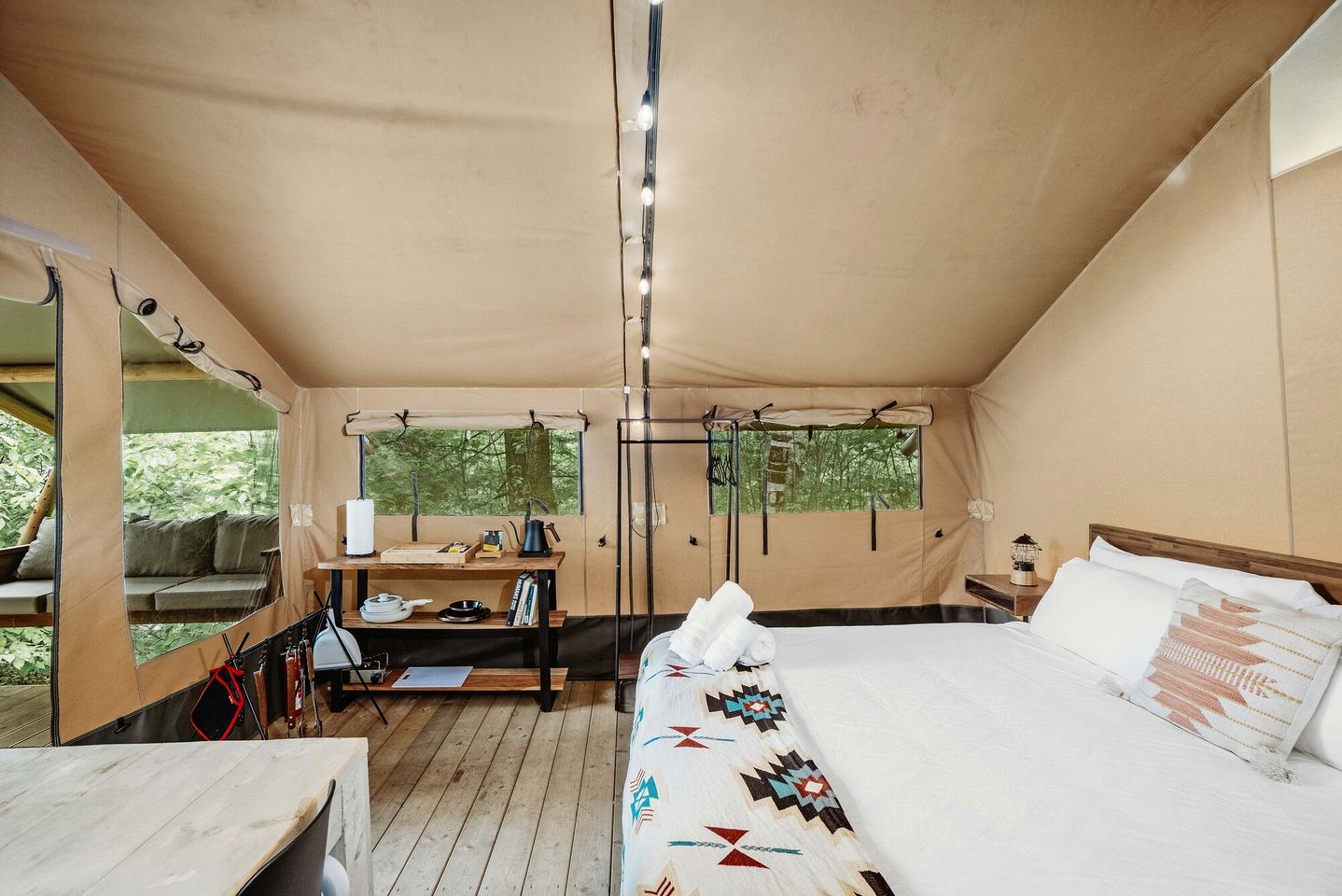 Impressive Romantic Safari Tent with Outdoor Sauna in New Hampshire