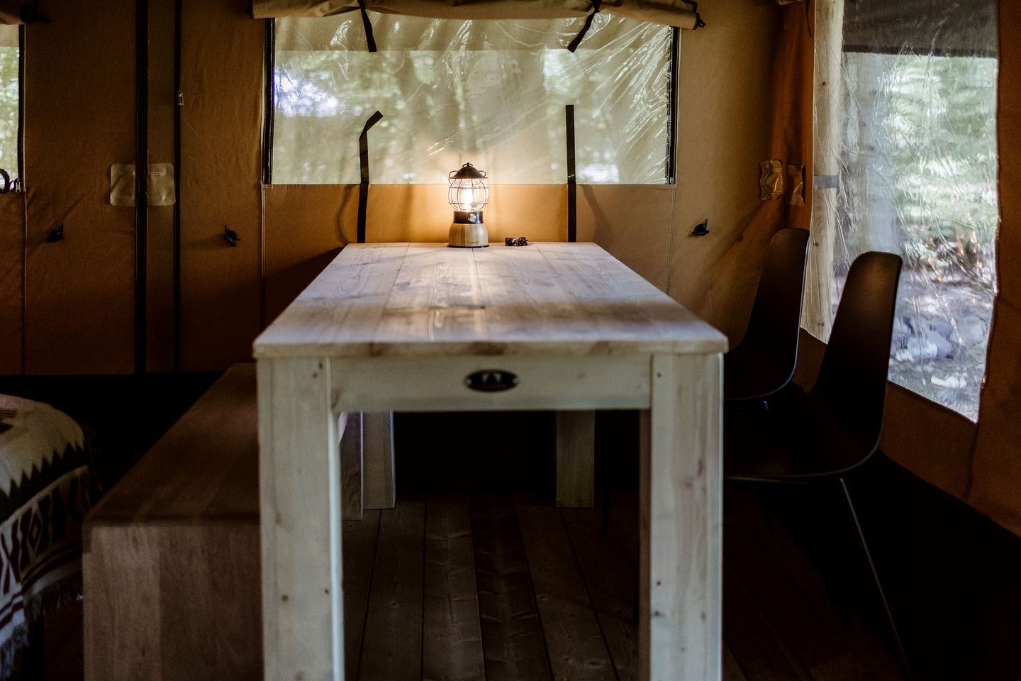 Impressive Romantic Safari Tent with Outdoor Sauna in New Hampshire