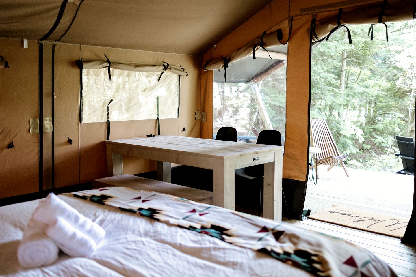 Impressive Romantic Safari Tent with Outdoor Sauna in New Hampshire