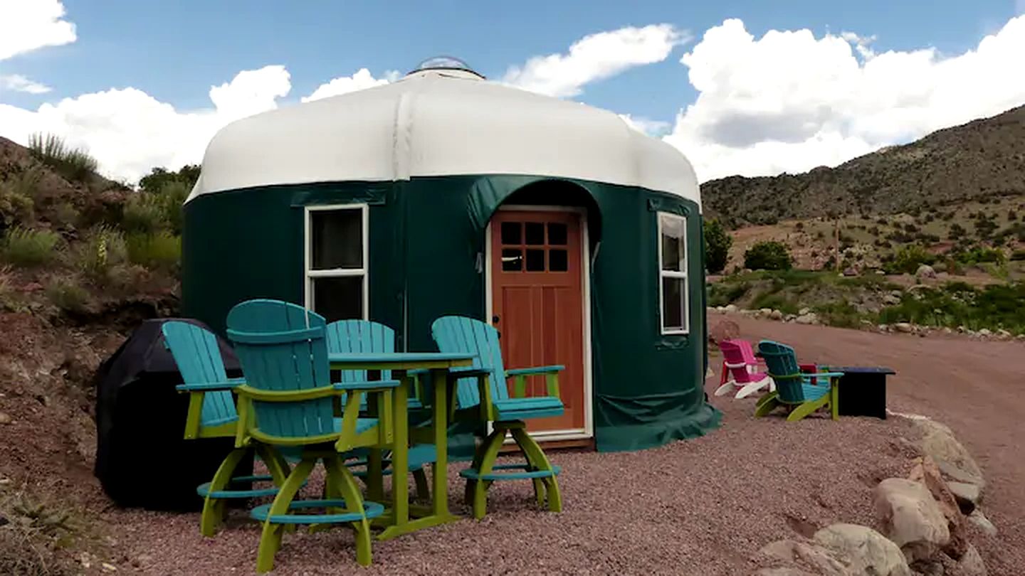 Riverside Yurt Rental with Scenic Views for Luxury Camping in Canon City, Colorado