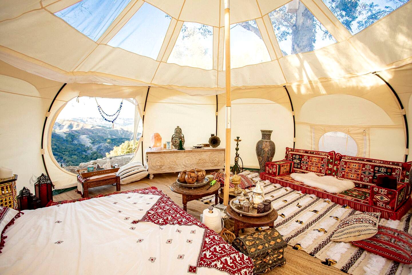 Moroccan Bell Tent for a Yoga Weekend Glamping near Los Angeles