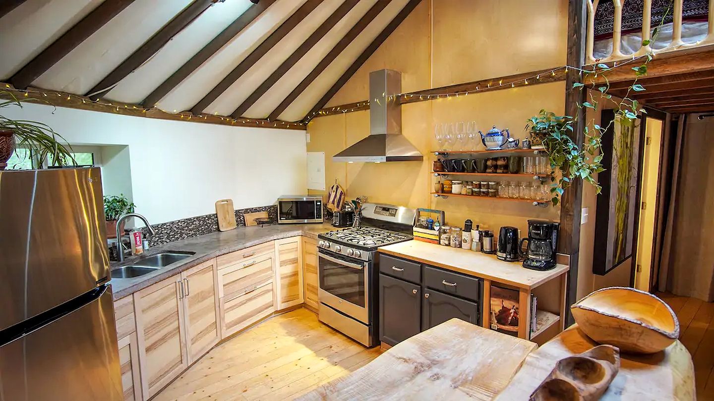 Magical Yurt Accommodation with Indoor Fireplace Ideal for a Vancouver Island Getaway