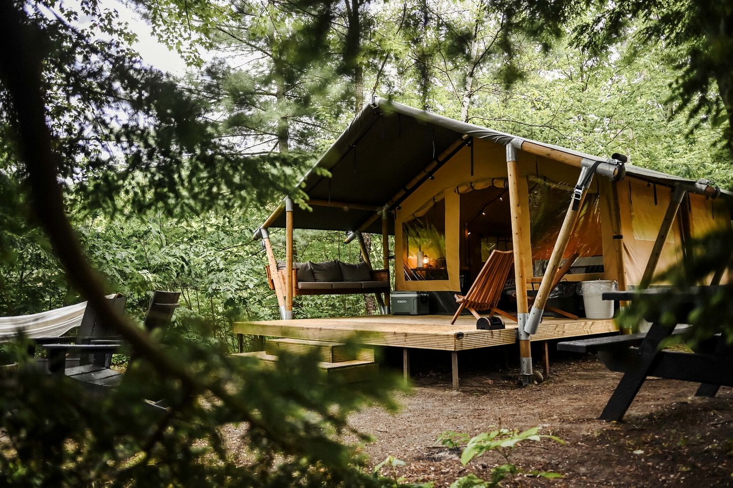 Secluded Safari Tent with Amazing Lakefront Vistas, Sauna and Barbecue in North Woodstock, New Hampshire