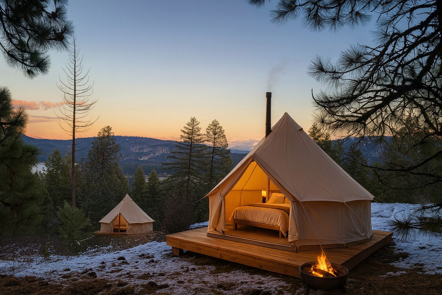 Luxury Glamping Retreat with Panoramic Views and Privacy in Sandpoint, Idaho