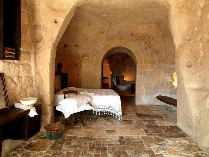 Unique Cave Rental with Deluxe Tub in Medieval Village of Basilicata Region | Caves (Matera, Basilicata, Italy)