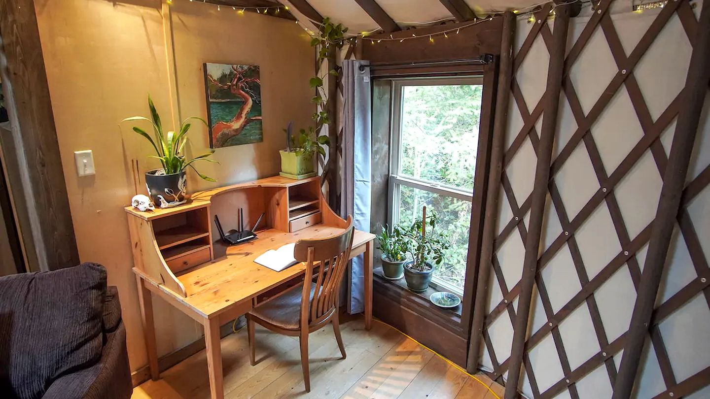 Magical Yurt Accommodation with Indoor Fireplace Ideal for a Vancouver Island Getaway