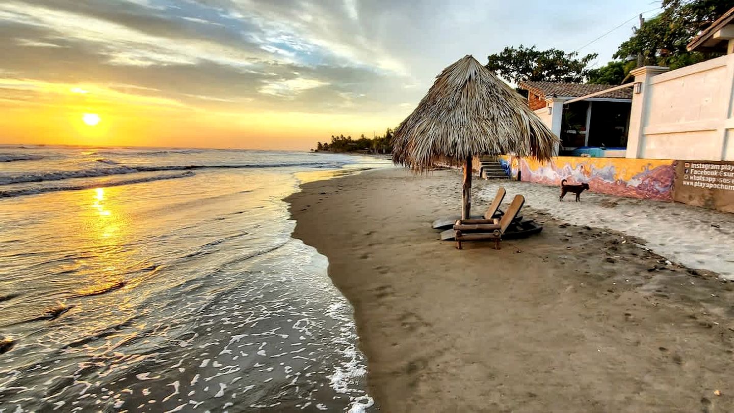 Relaxing Beachfront Casitas with Pool & Surfing Access near Playa Pochomil, Nicaragua